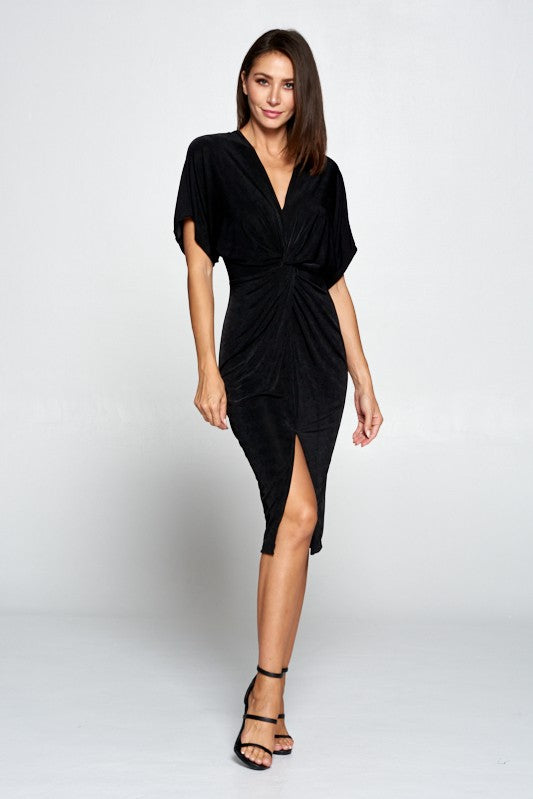 Front Knot Slit Midi Dress Medium(8-10) Front Knot Slit Midi Dress Medium(8-10)