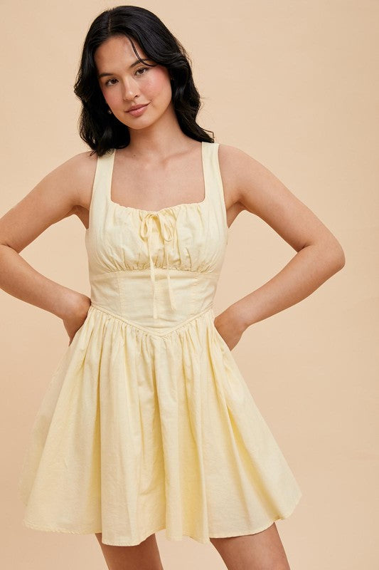 Kimberly Linen Blend Drop Waist Skater Dress Butter Yellow Medium Kimberly Linen Blend Drop Waist Skater Dress Butter Yellow Medium