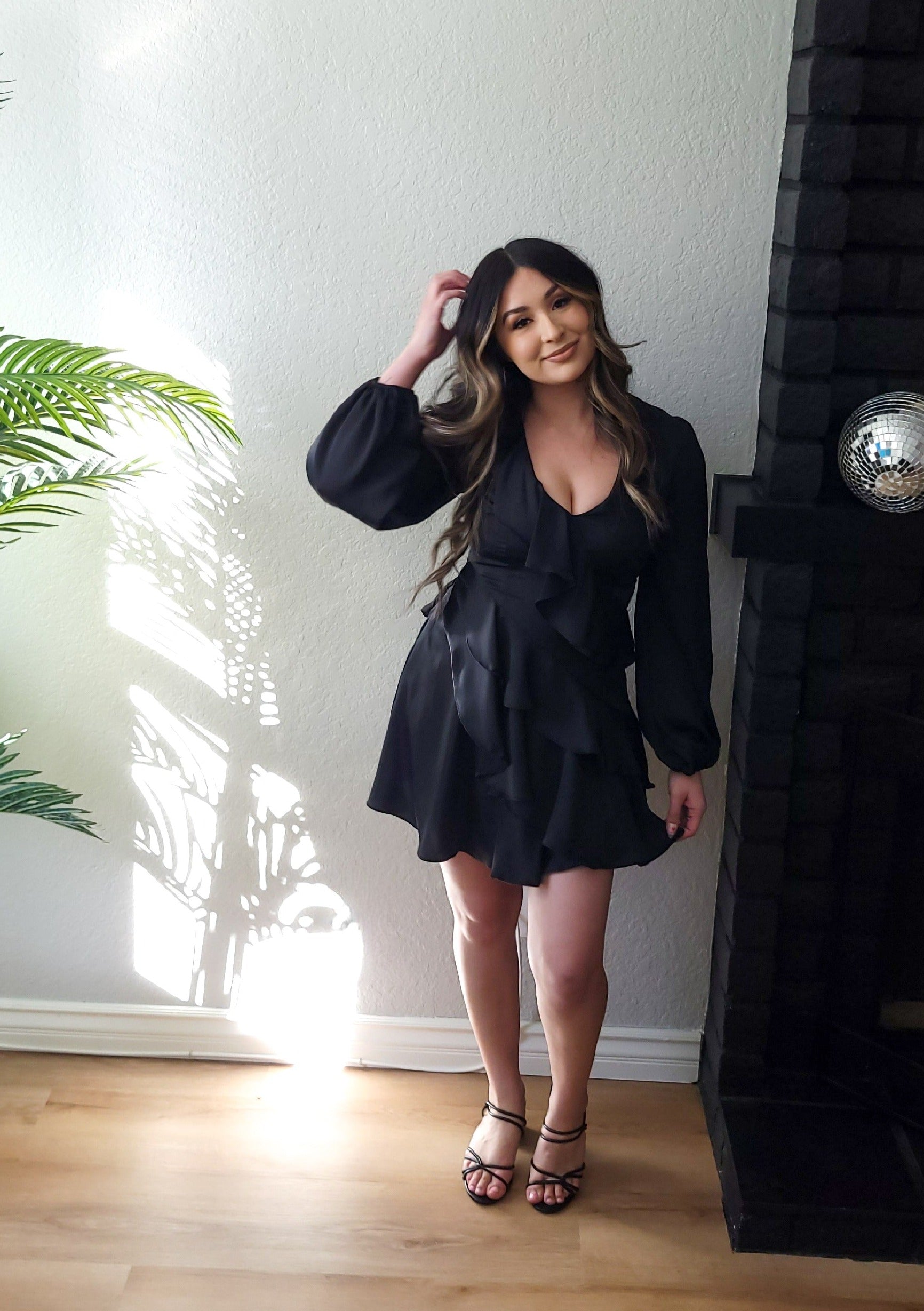 Elegant Ruffled Long Sleeve Black Dress Mota Boutique Elegant Ruffled Long Sleeve Black Dress Mota Boutique