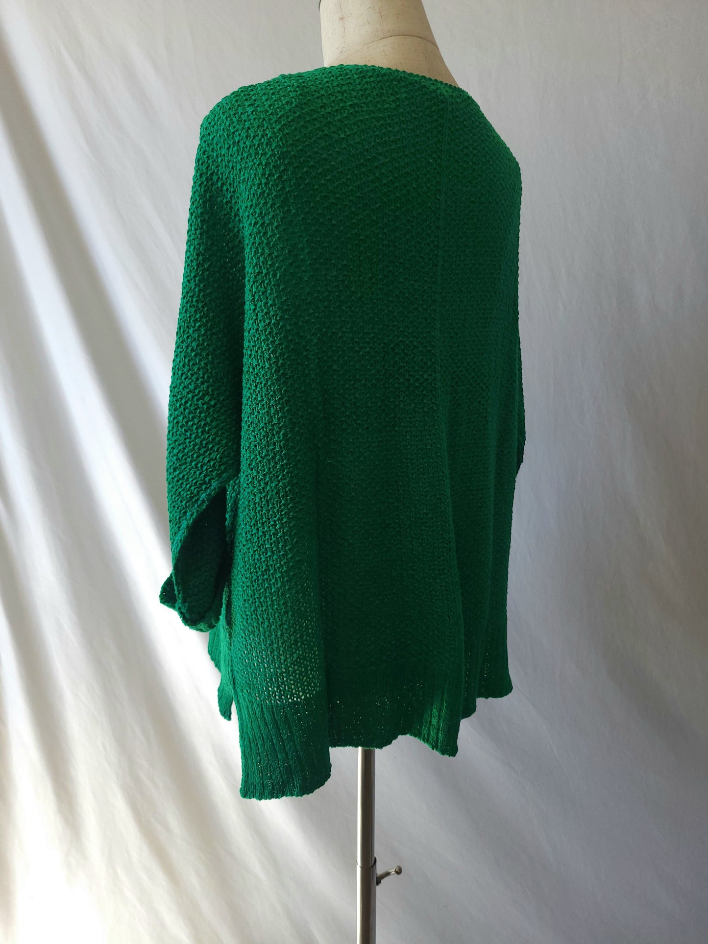 Crew Neck Knit Oversized Sweater-Green