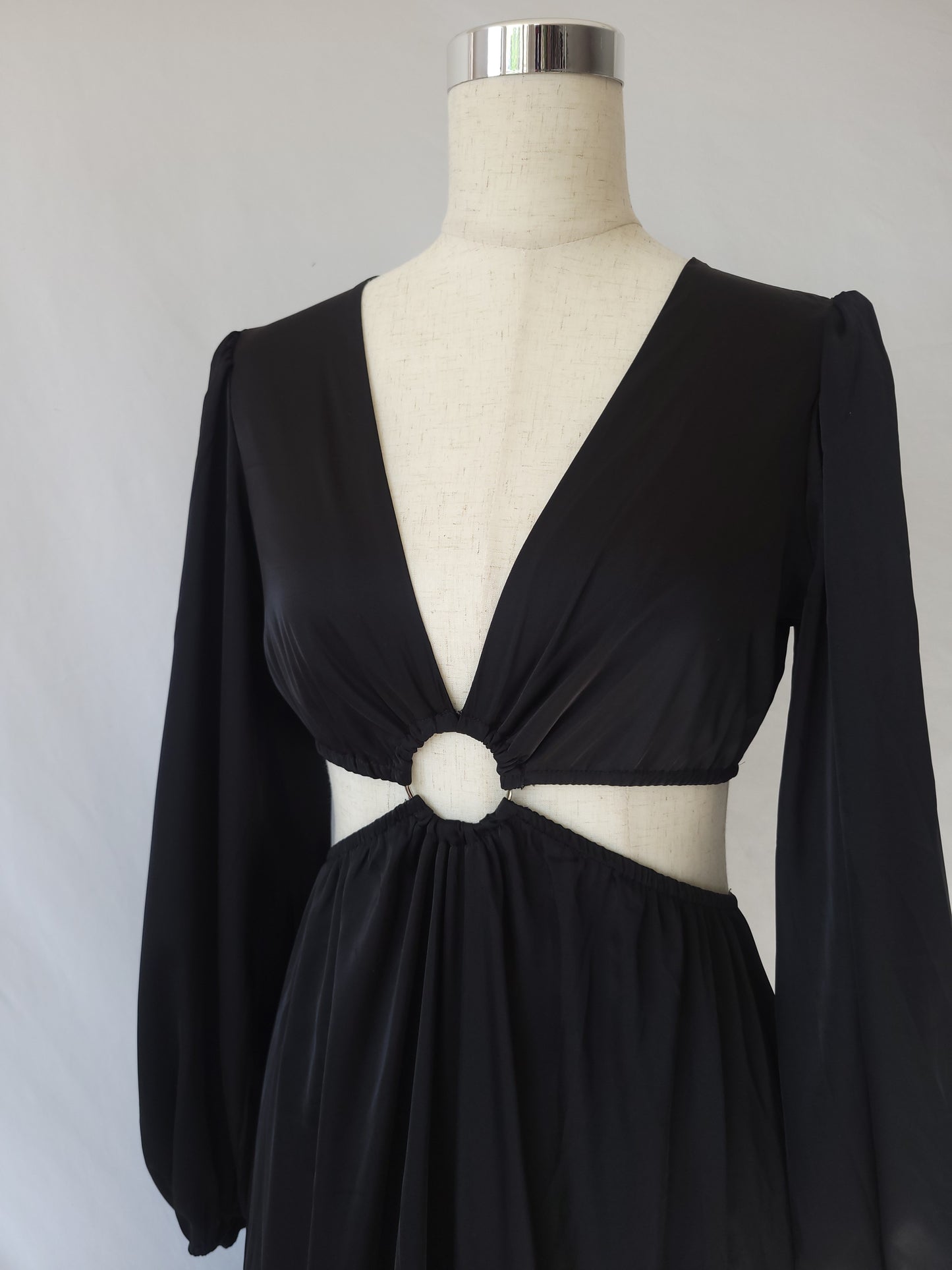Cutout Maxi Long Sleeve Maxi Dress Black