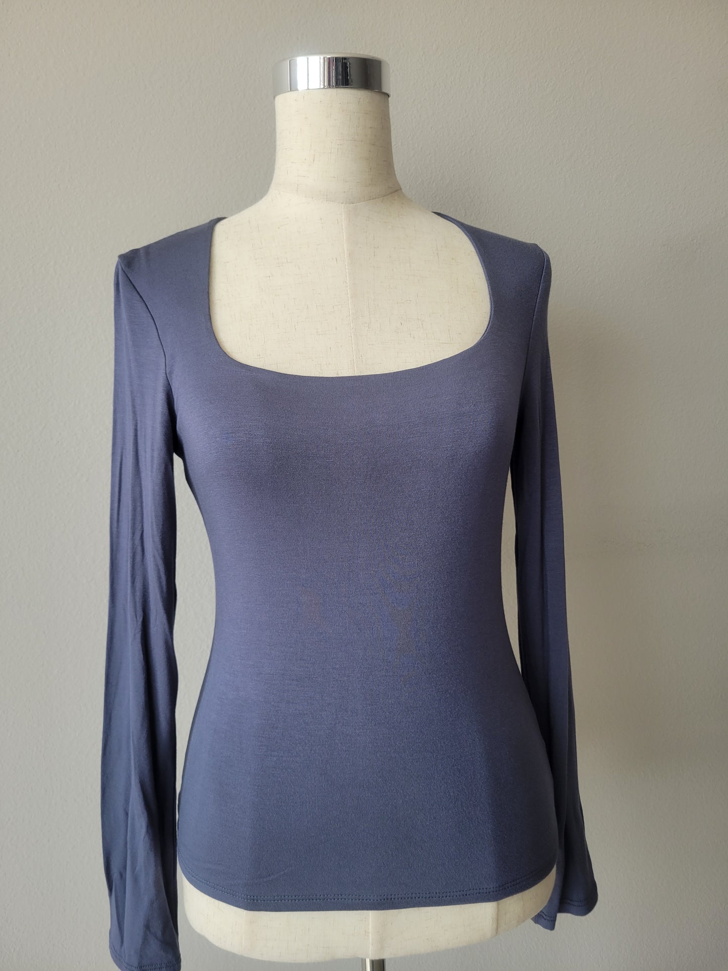 Double Layered Square Neck Long Sleeve Top