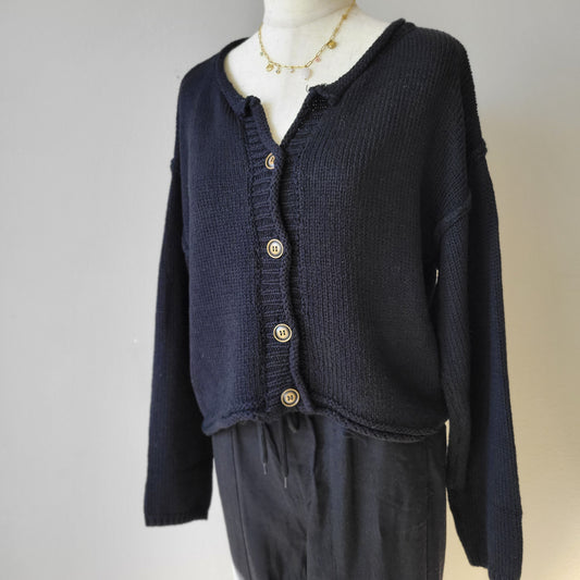 Drop Shoulder Oversized Crop Cardigan