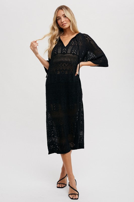 Open-knit Relaxed Fit Beach Cover Up Dress