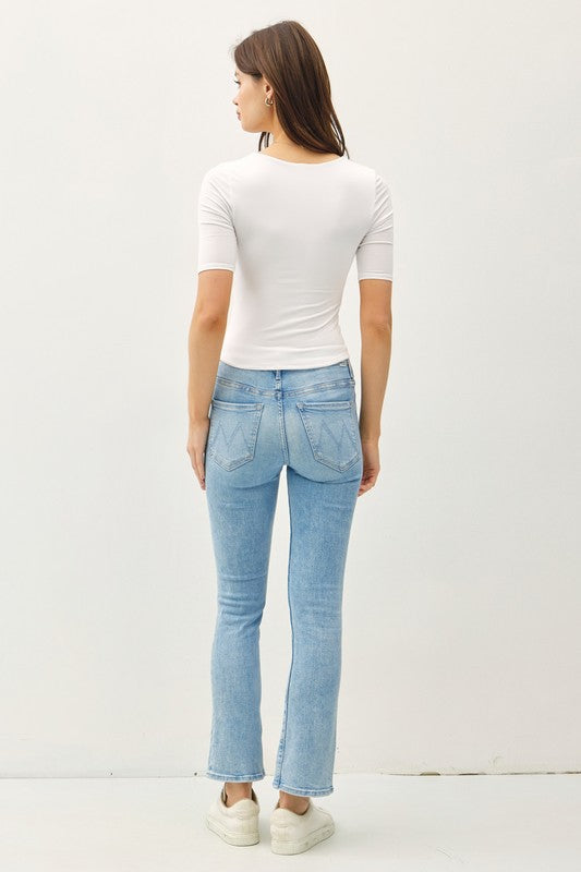 Soft Double Layer Short Sleeve Cropped Top White