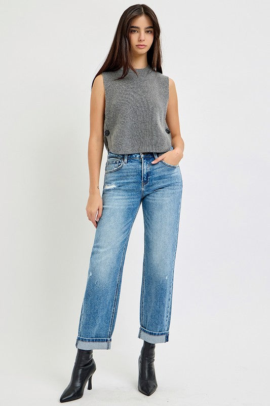 High Rise Ankle Boyfriend Jeans
