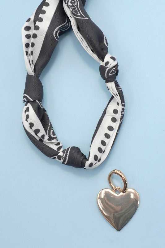 Handcrafted Scarf Interchangeable Heart Charm Necklace