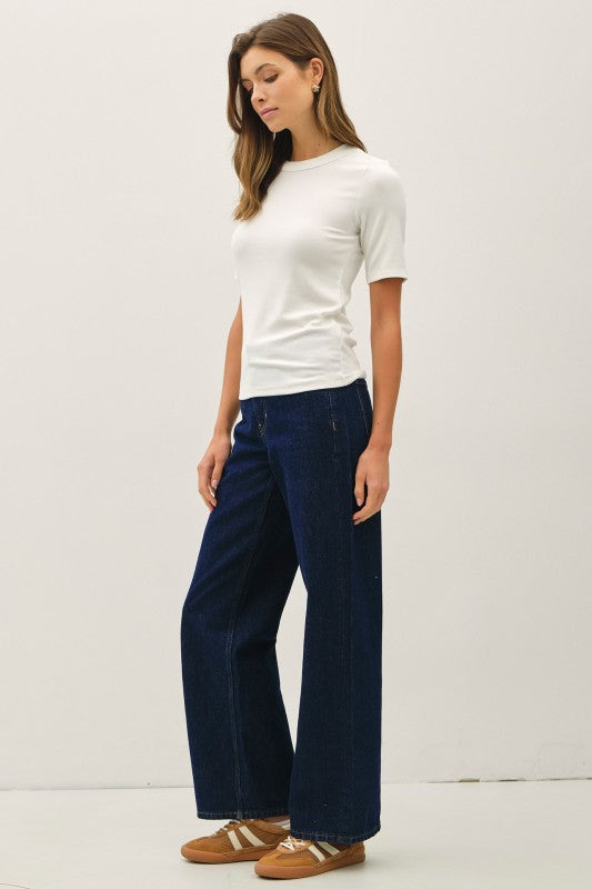 Ultra Soft Basic Short Sleeve Top Black Ivory