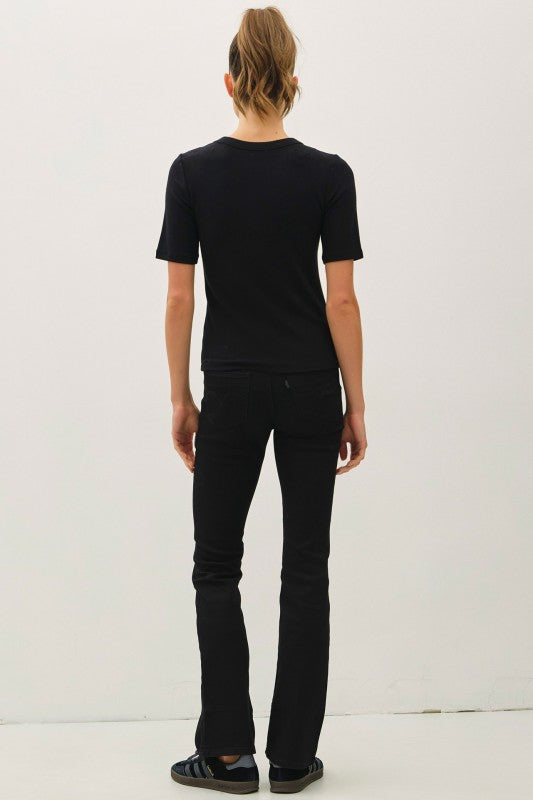 Ultra Soft Basic Short Sleeve Top Black