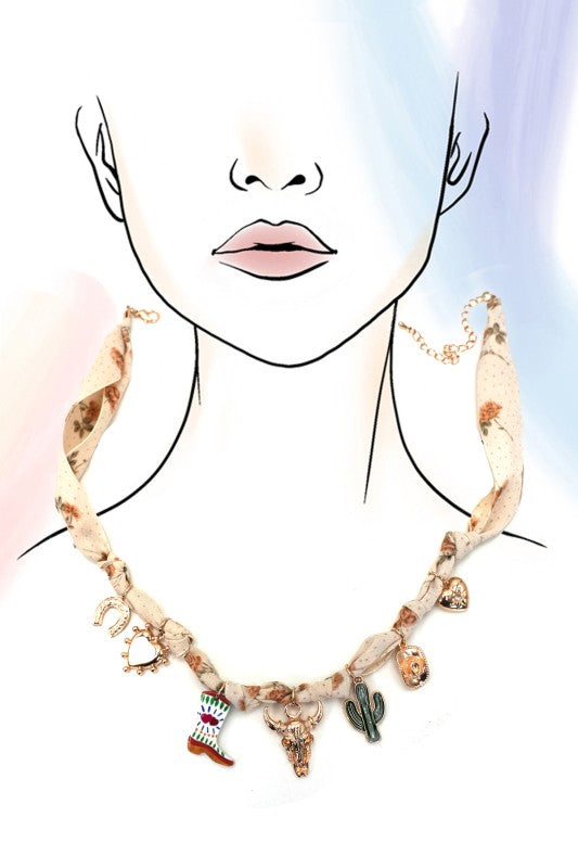 Scarf Charm Necklace-boot Cactus Hat Heart