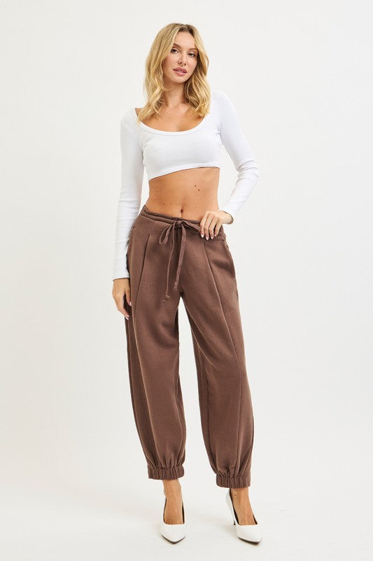 Relaxed Wide Leg Jogger Sweatpants Brown