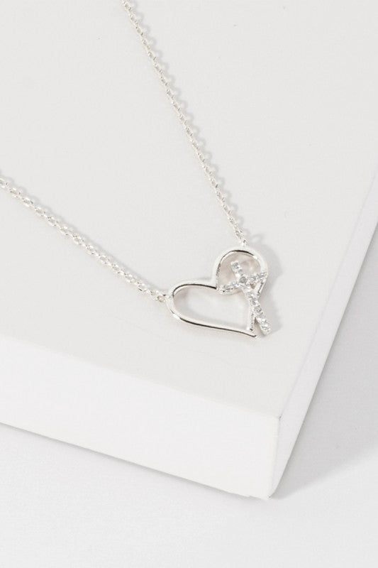 Cross Heart Gold Dipped Necklace