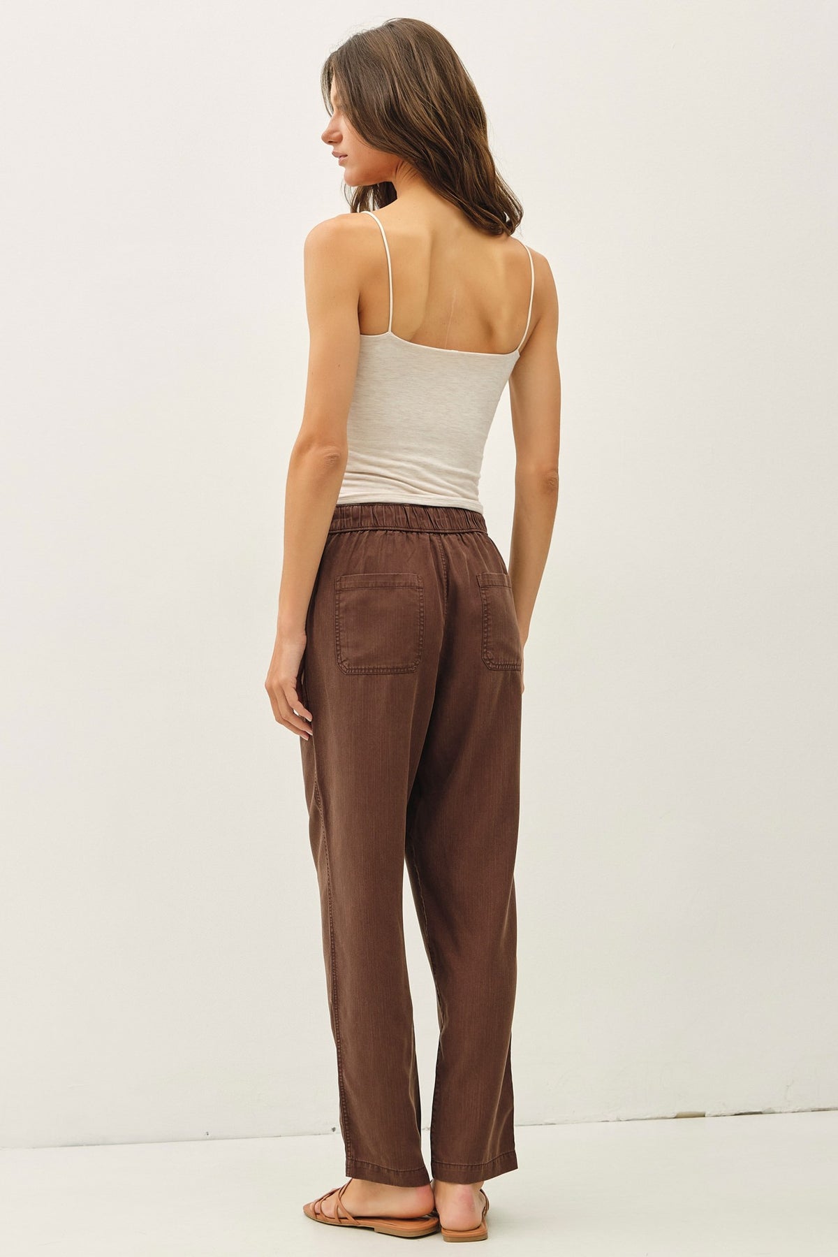 Tencel Tapered Espresso Brown Pants