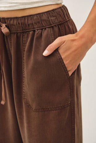 Tencel Tapered Espresso Brown Pants