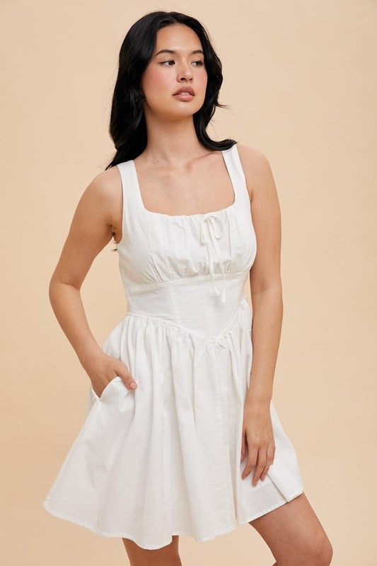 white skater dress Kimberly Linen Blend Drop Waist Small Mara Hoffman Unveils “The Boasting a self Size:6.5 Regular 1970s Art Deco revival
