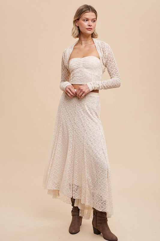 Lace Floral White Skirt