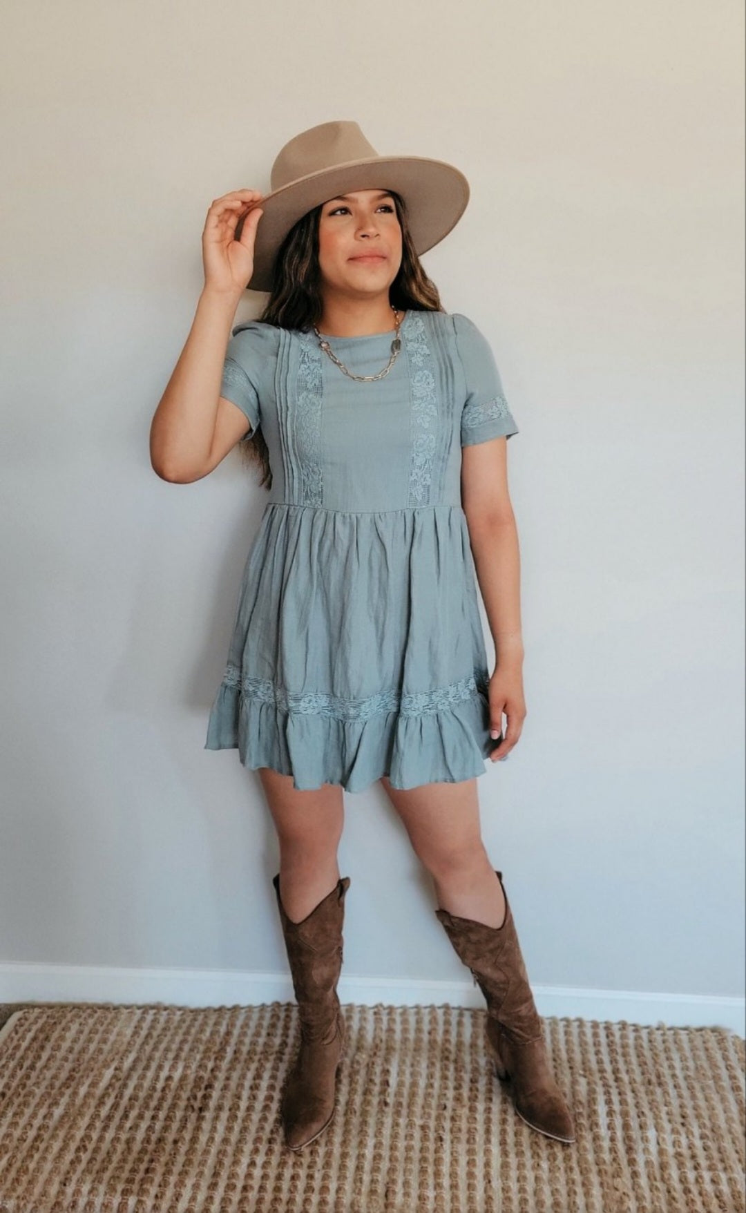 Bohemian Western Pointed Toe Low Heel Faux Suede Boot-Camel