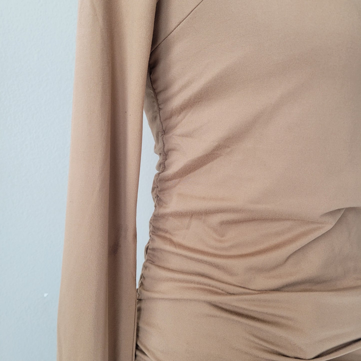 Ruched Waist Square Neck Top BROWN