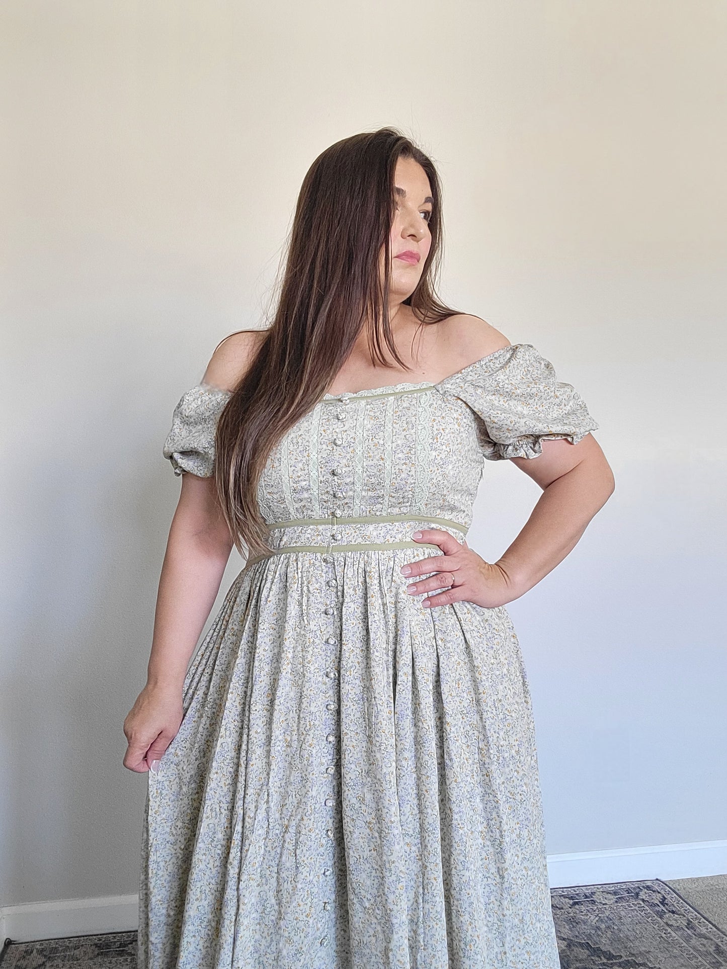 Floral Lace Trim Maxi Dress