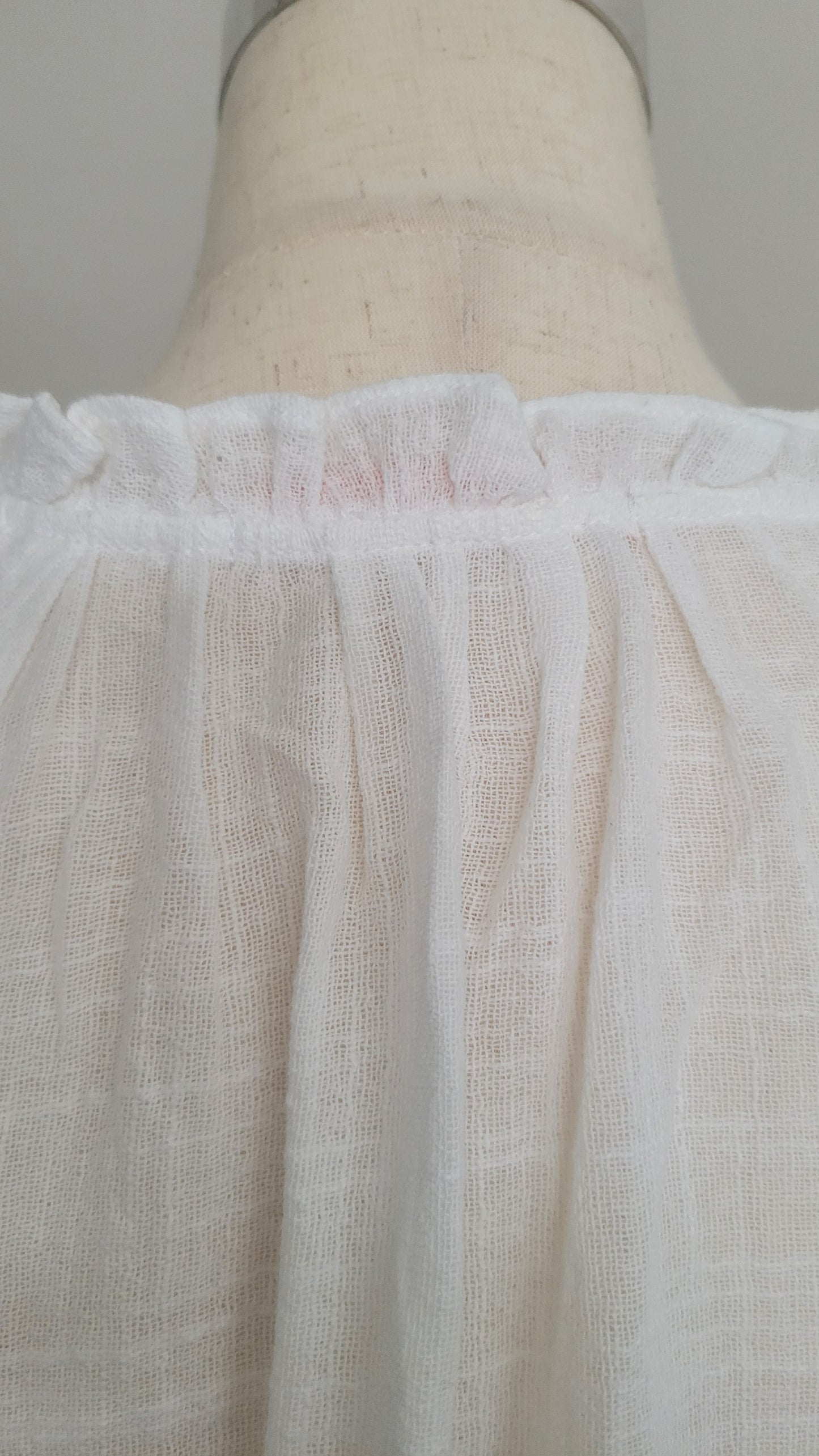 Kimberly Puff-sleeve Cotton V-neck Blouse White