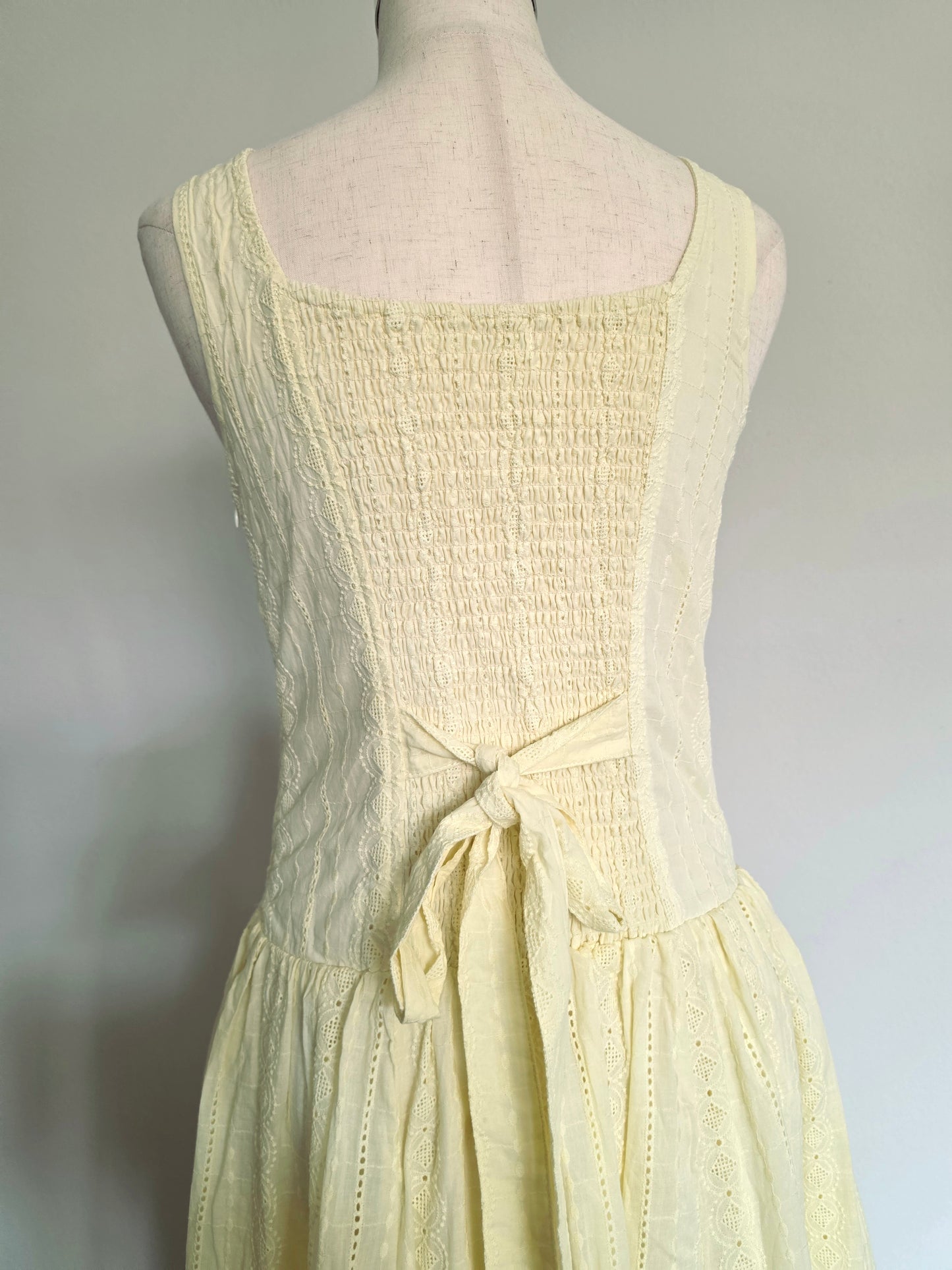 Joy Drop Waist Eyelet Embroidered Butter Yellow Maxi Dress