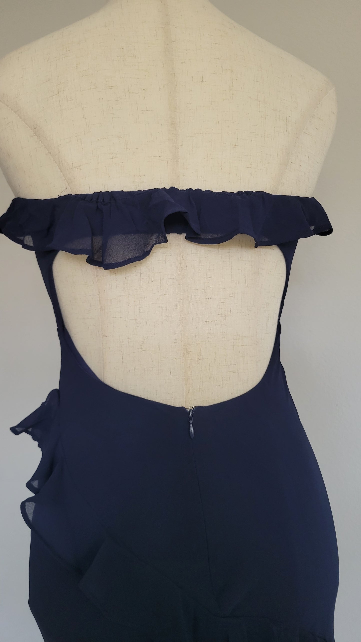 Cara Strapless Maxi Open Back Navy Dress