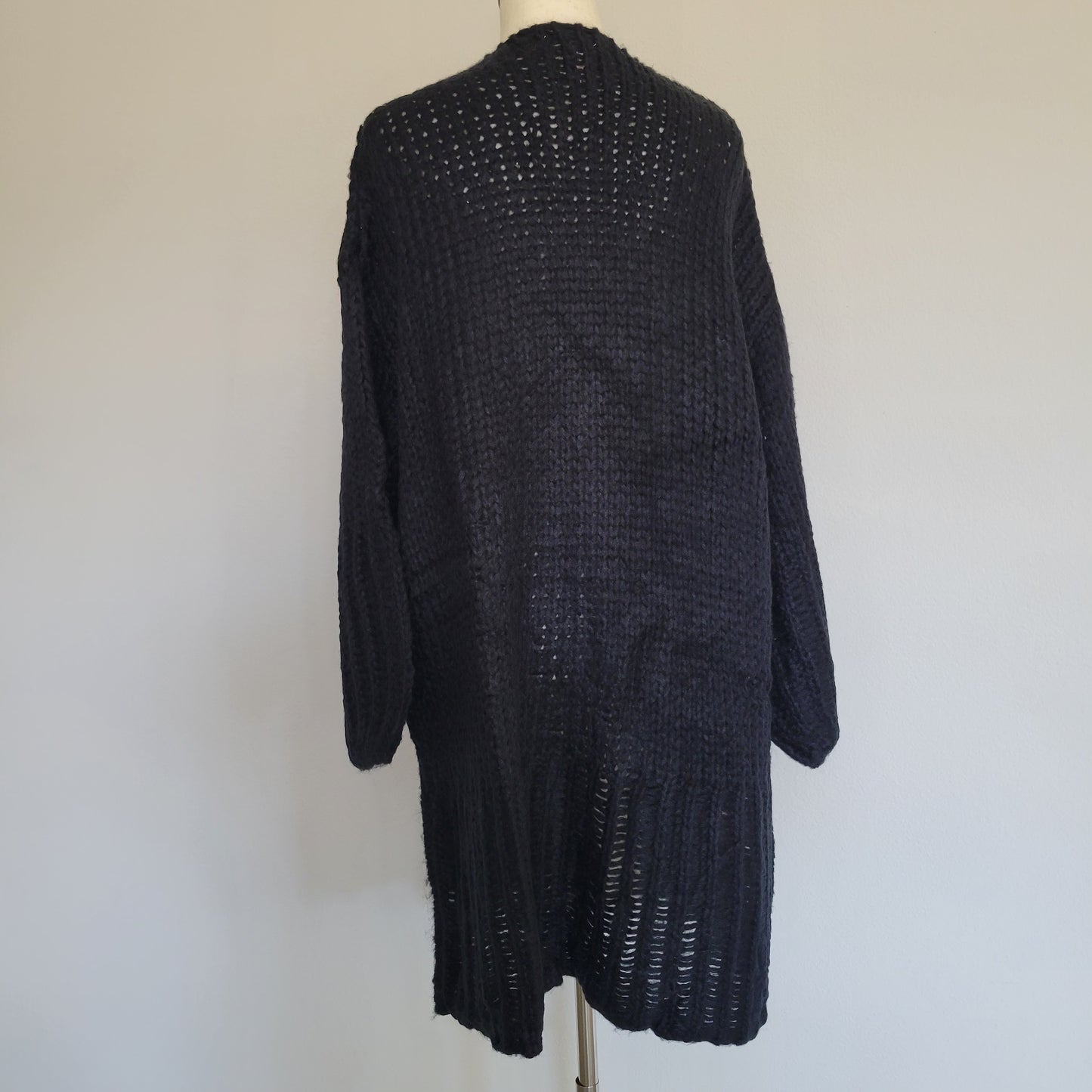 Oversized Knitted Long Cardigan Black