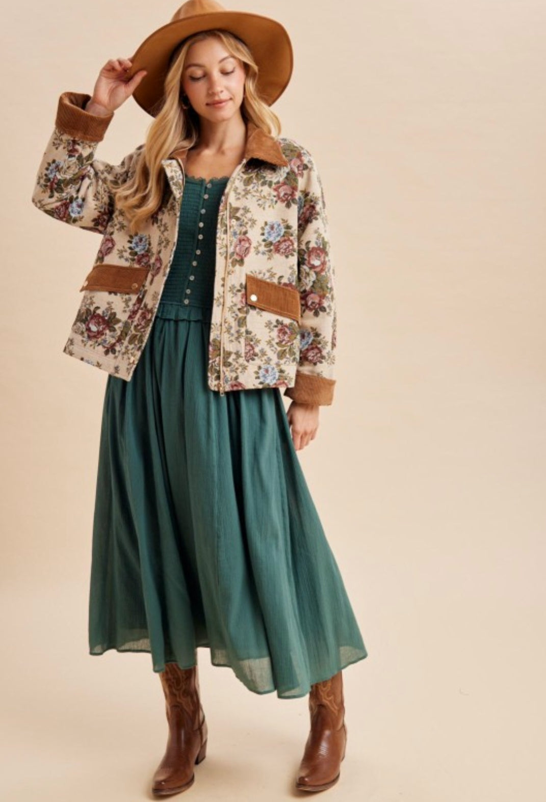 Vintage English Rose Tapestry Fabric Barn Jacket