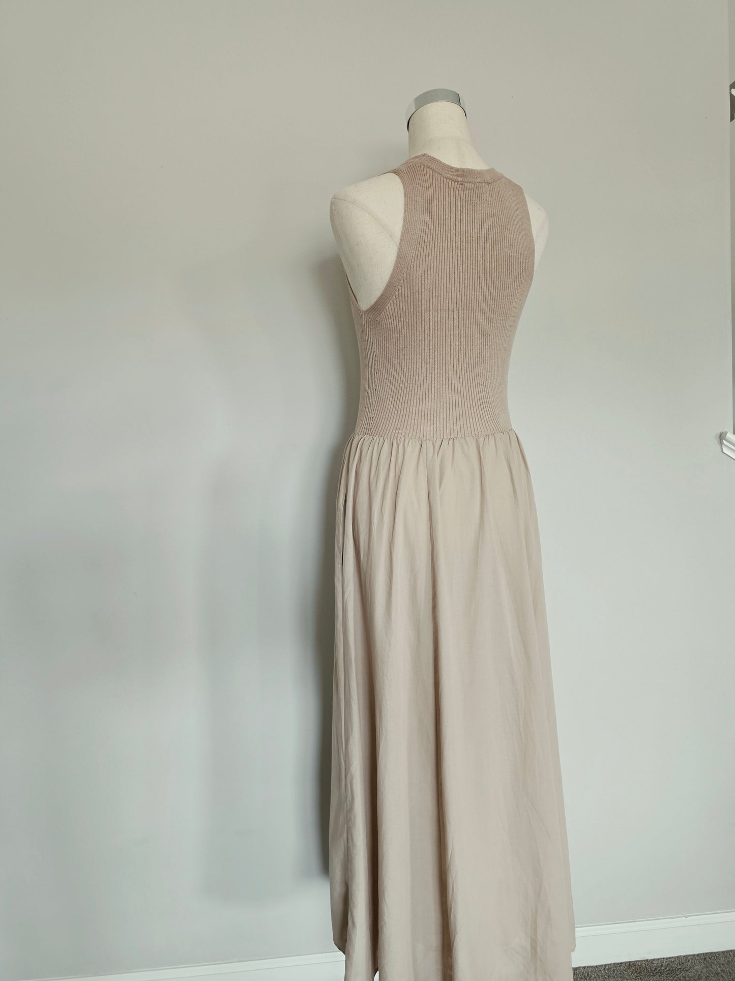 Adriana Mixed Panel Knit Tank Dress Beach Sand