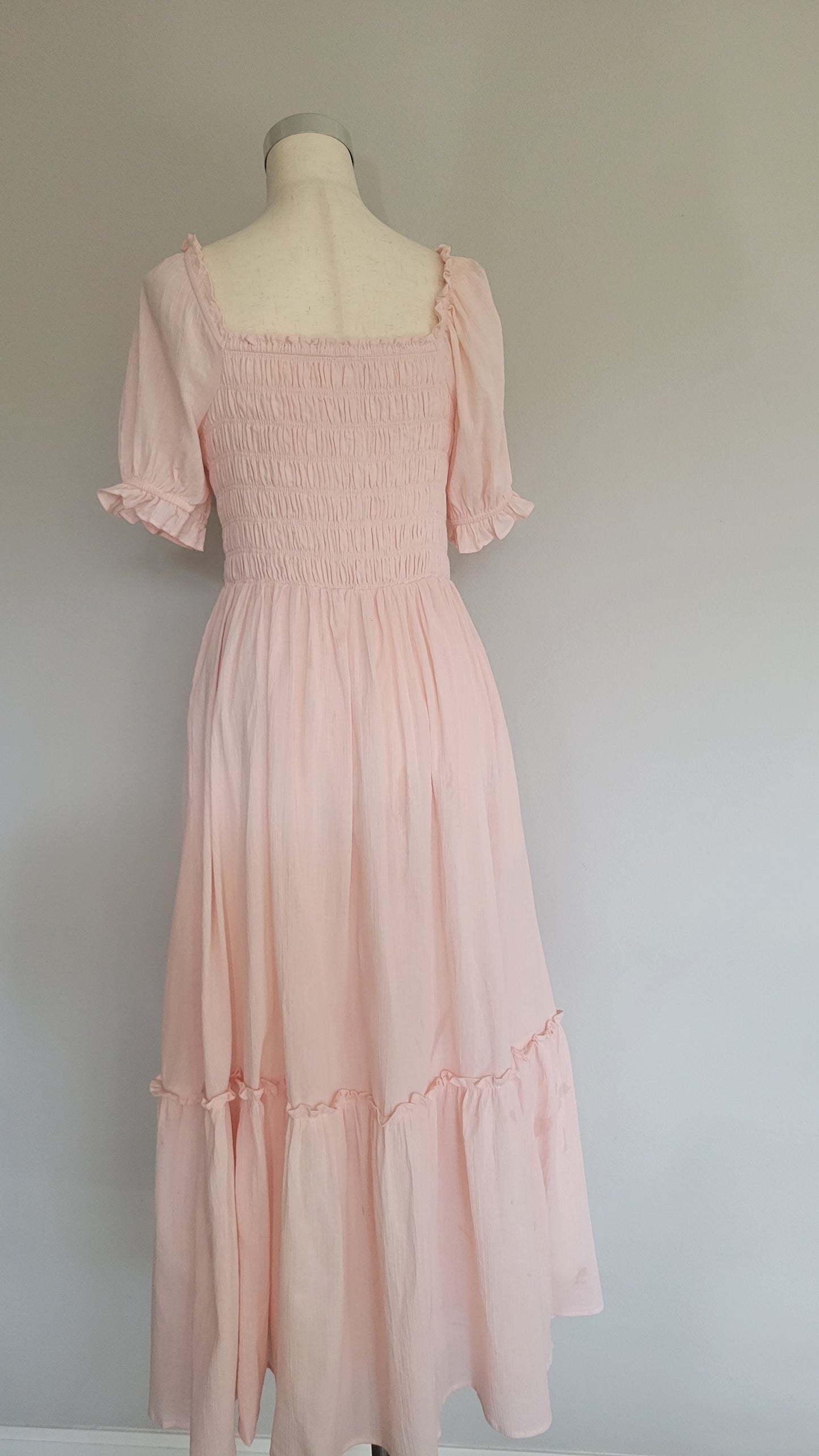 Smocked Button Down Pastel Pink Karen Maxi Dress