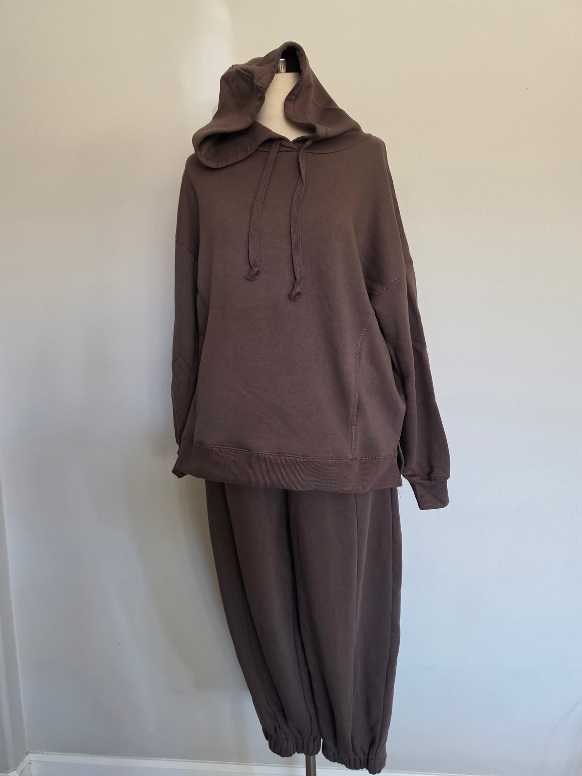 Relaxed Wide Leg Jogger Sweatpants Cotton Dark Brown