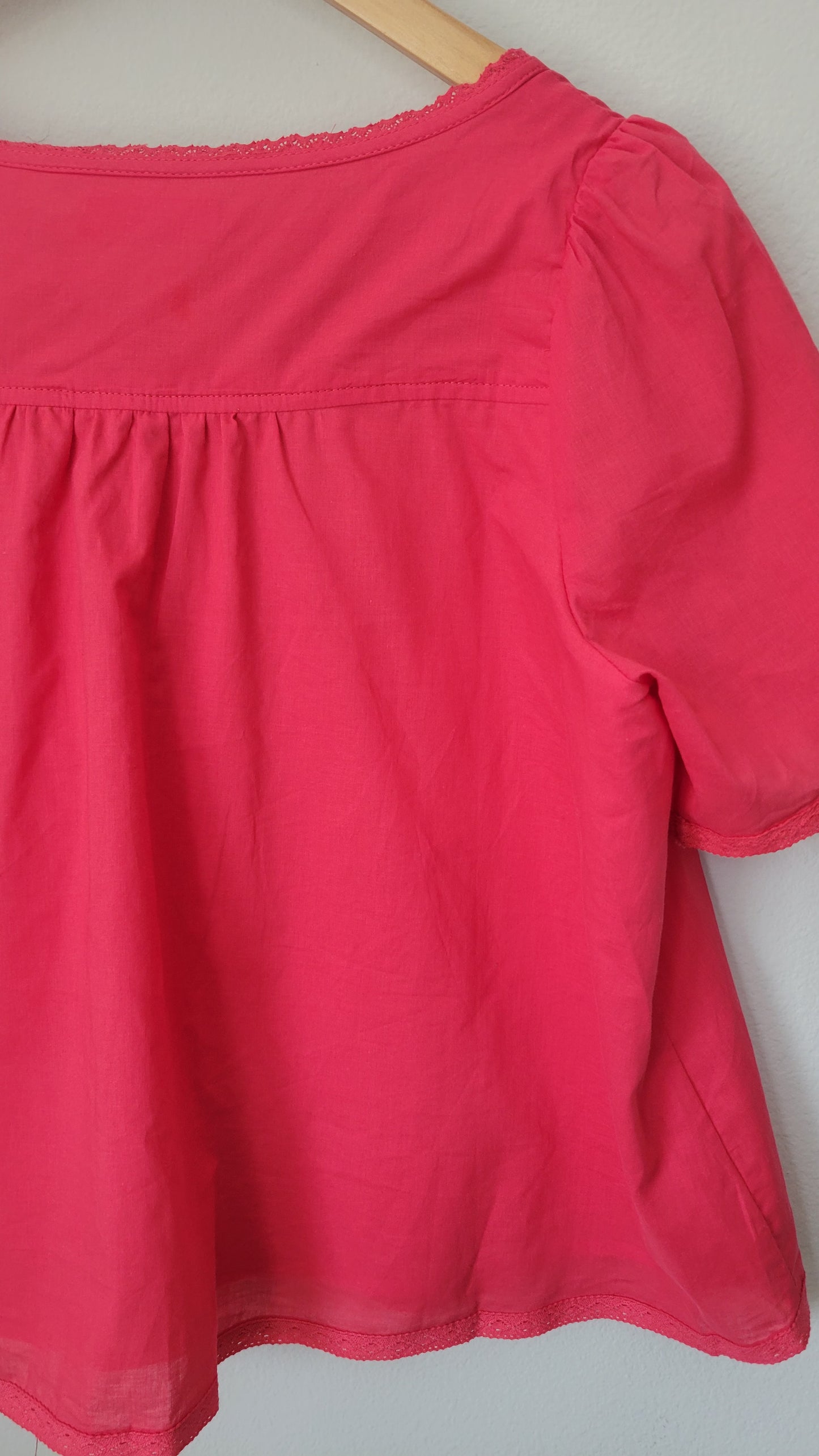 Roize Darling Cotton Lace Inset Top Chili Red