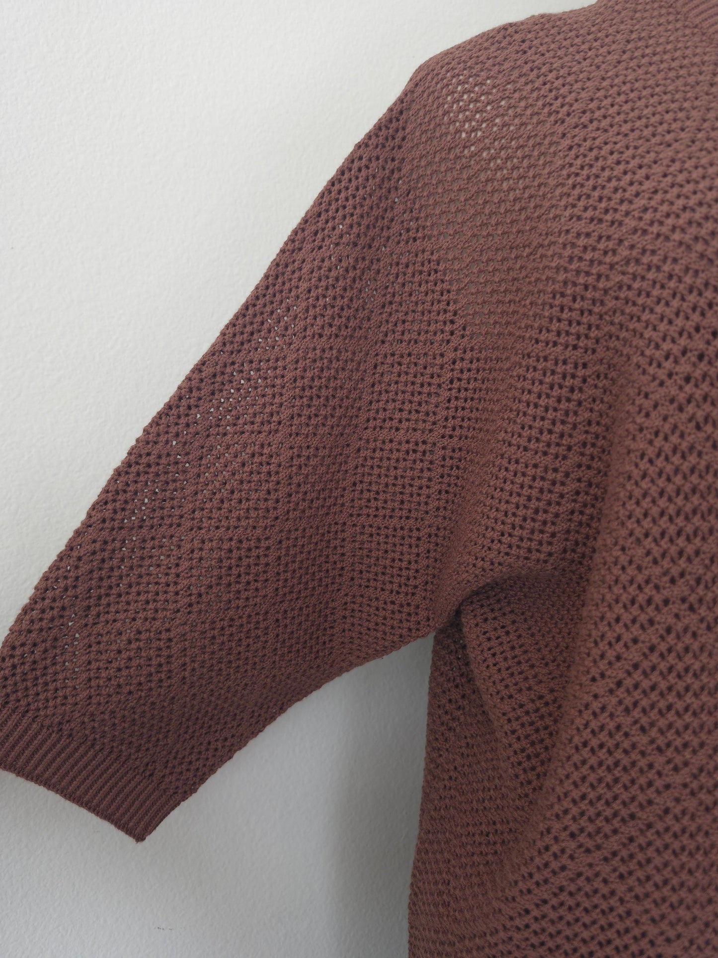 Pamela Dolman 3/4 Sleeve Cotton Open Cardigan Brown