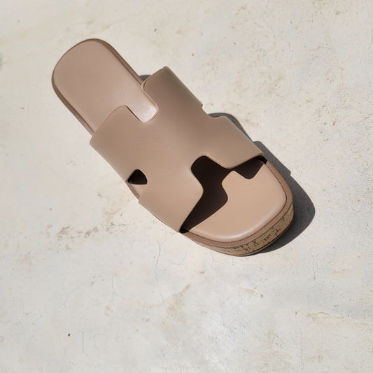 Platform Heel Taupe Sandal