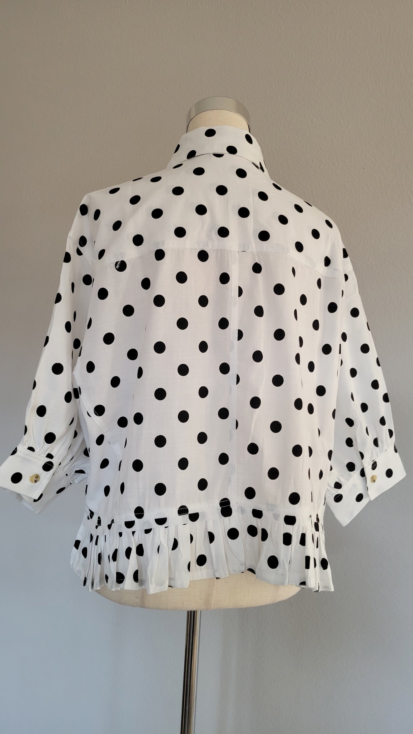 Evelyn Oversized Polka Dot Cotton Ruffle Hem Top