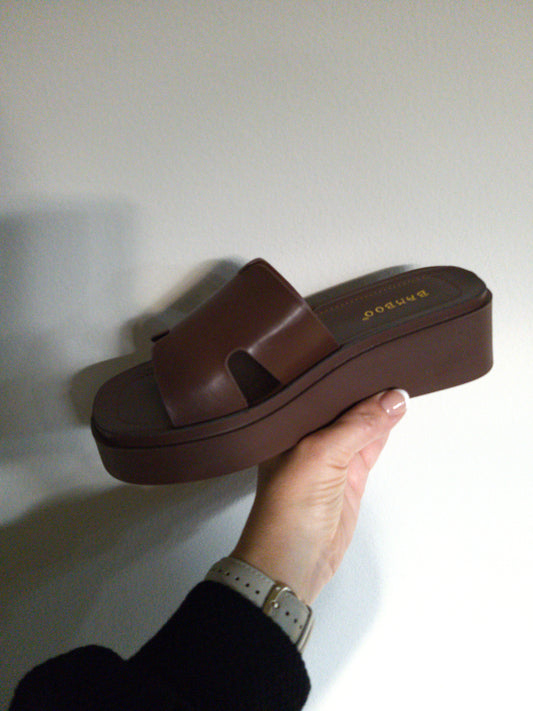 Platform Heel Sandal Espresso Brown