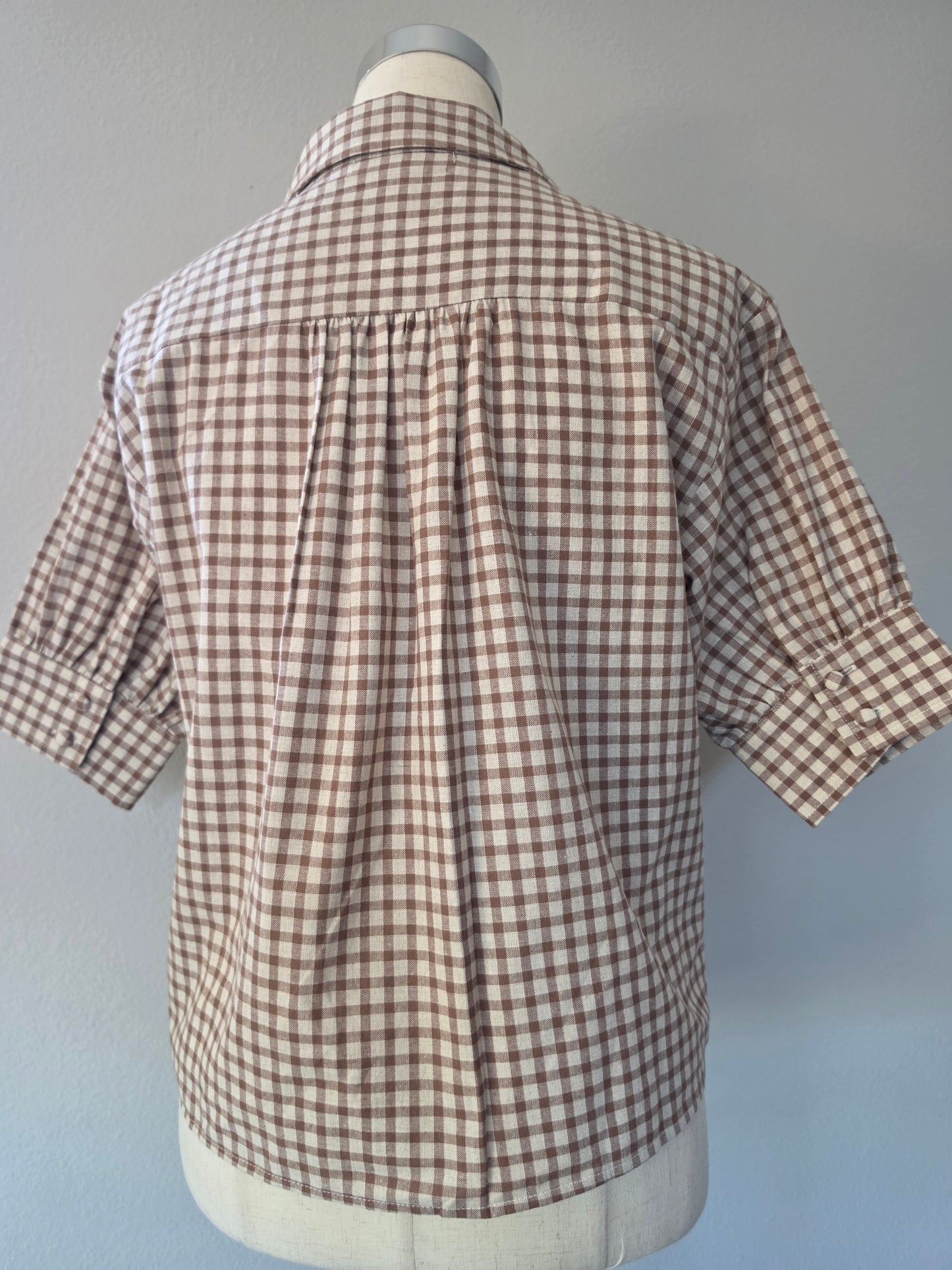 Dreama Cotton Gingham Puff Sleeve Blouse