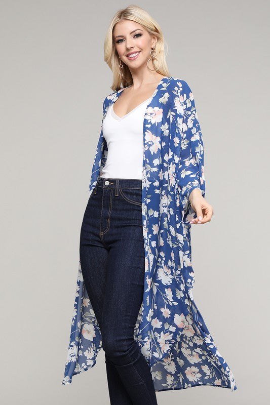 LONG CHIFFON KIMONO CARDIGAN DUSTER