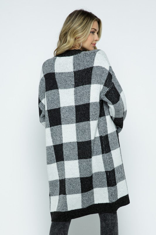 Knit Plaid Cardigan Jacket