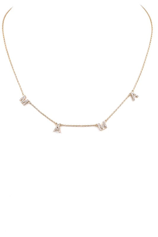 Mama Cubic Zirconia Necklace-Gold