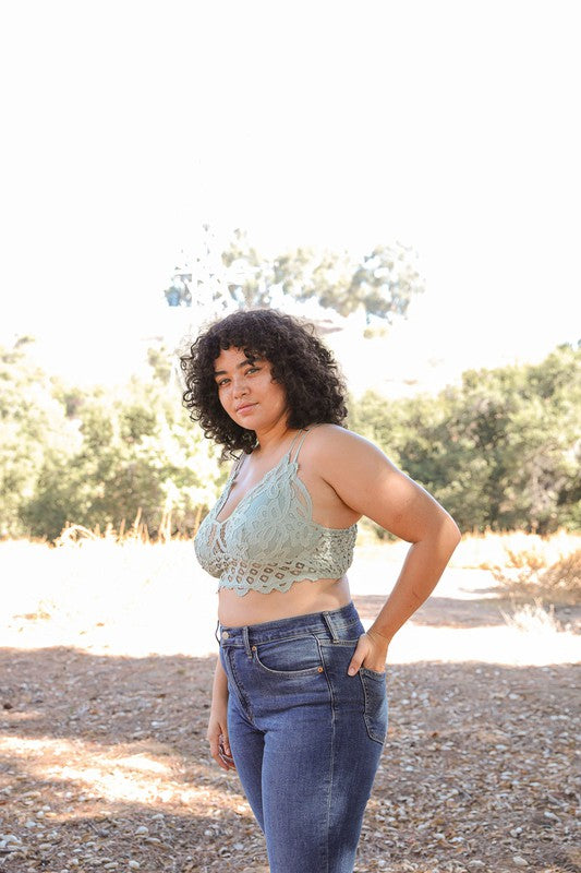 Crochet Lace Bralette-Sage