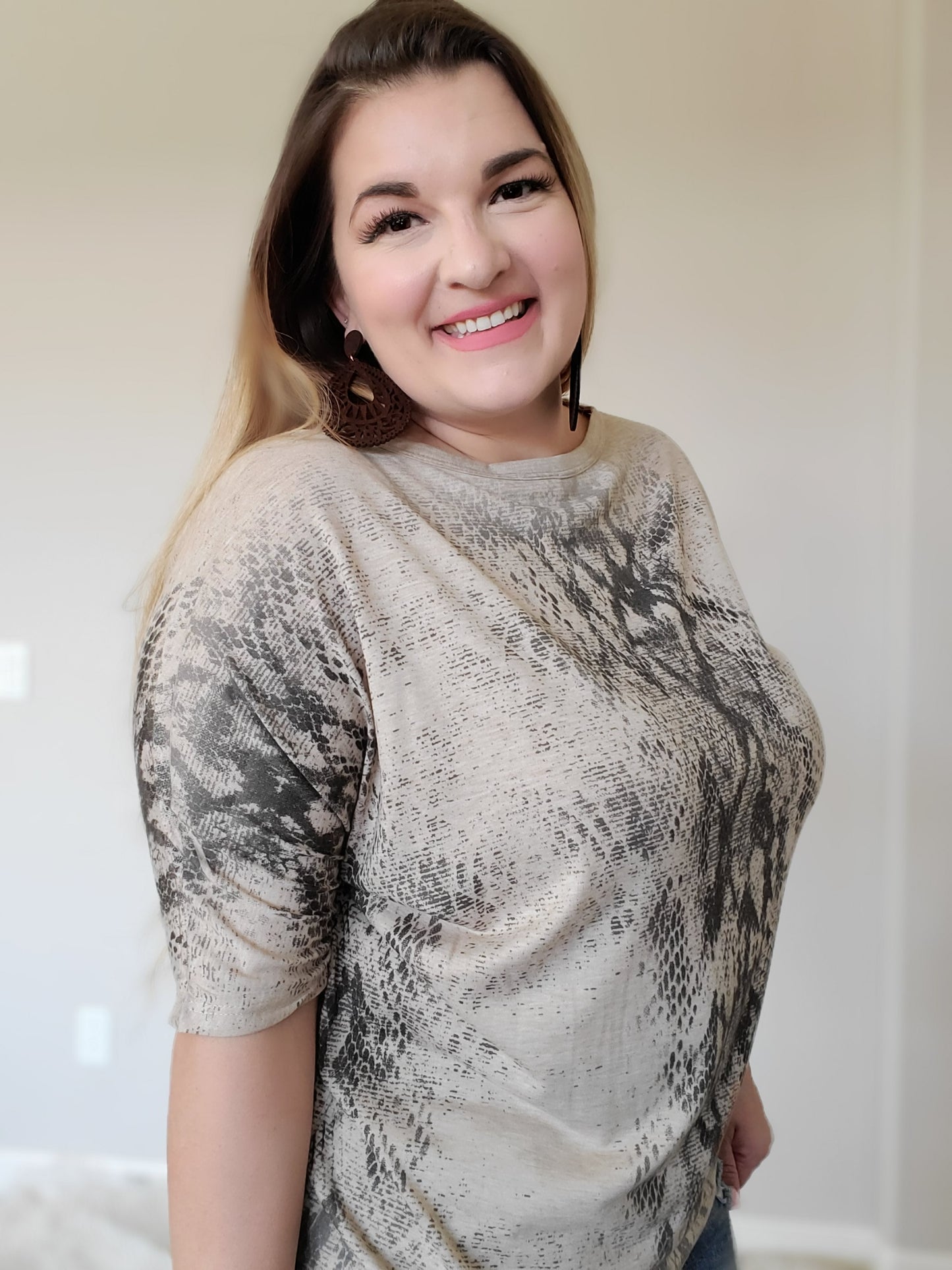 Snake Print Cut Out Top