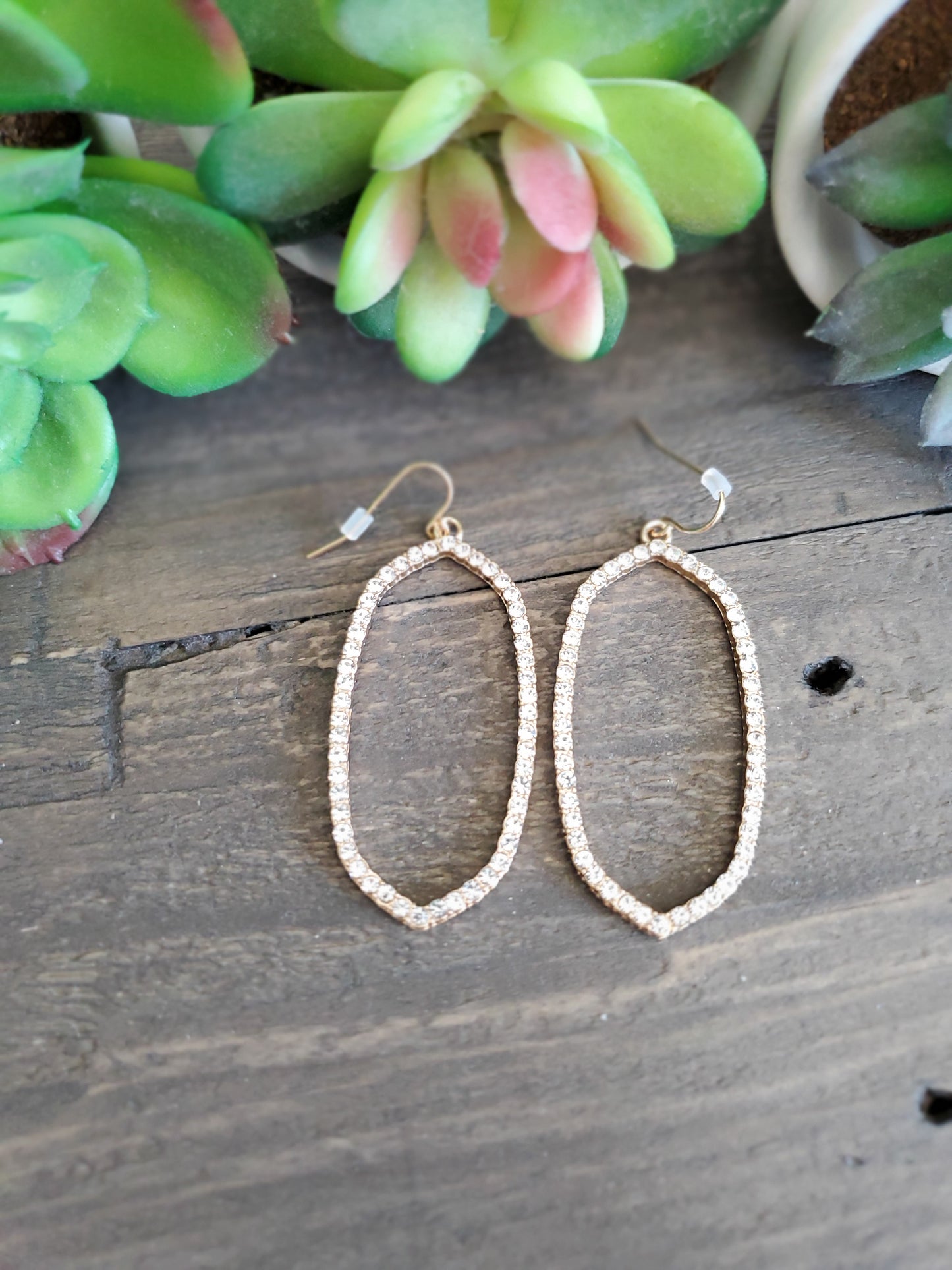 Rhinestone Hexagon Earrings