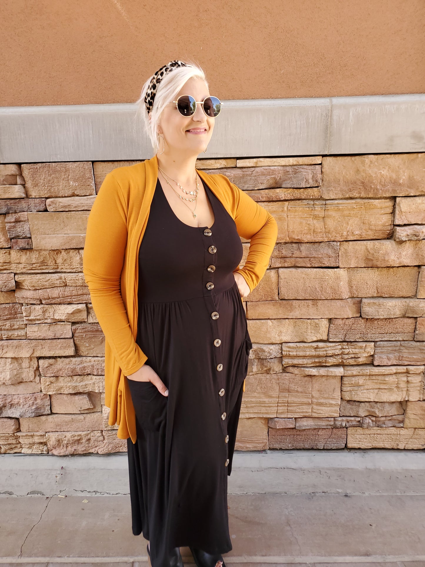 Open Cardigan Mustard Yellow