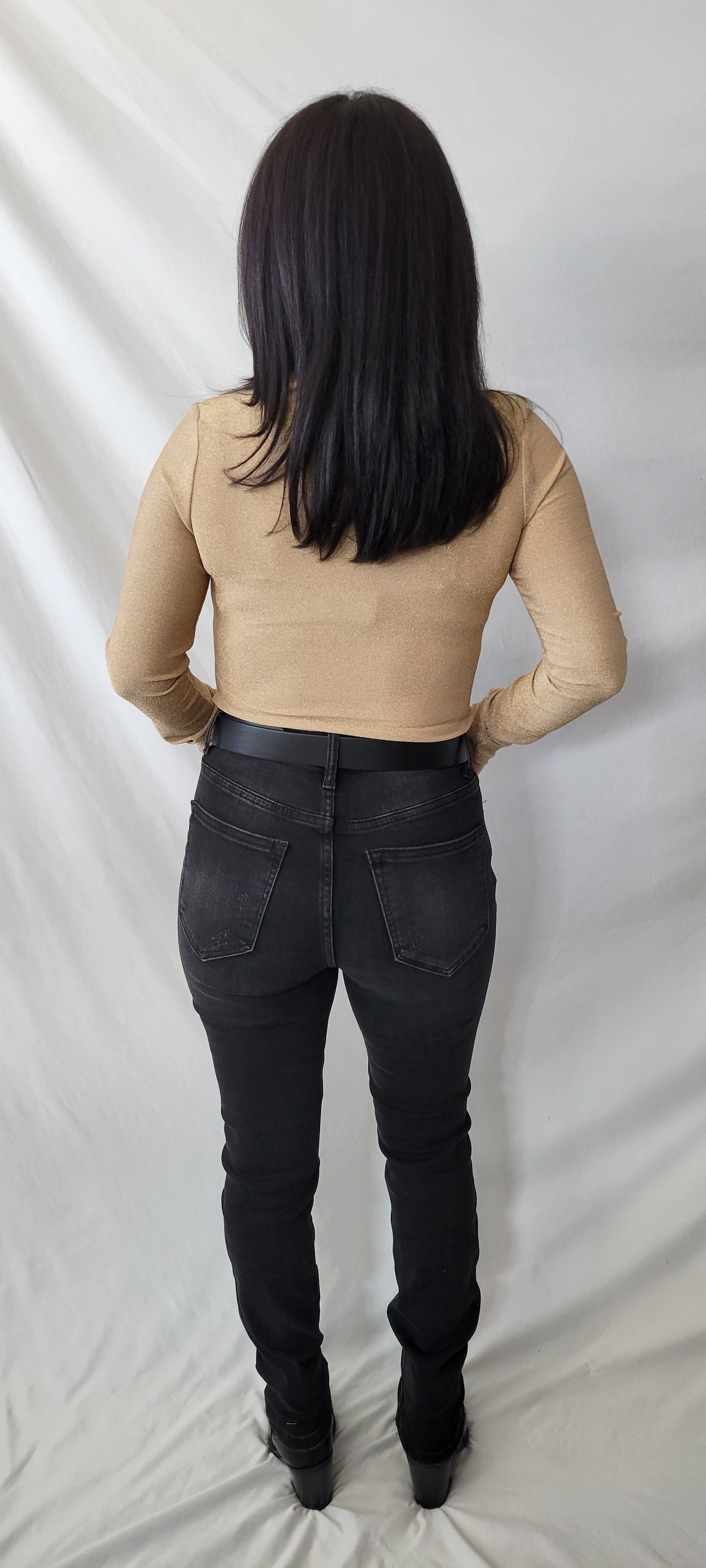 OLIVIA HIGH RISE SOLID BLACK SKINNY JEANS RISEN XS-3XL