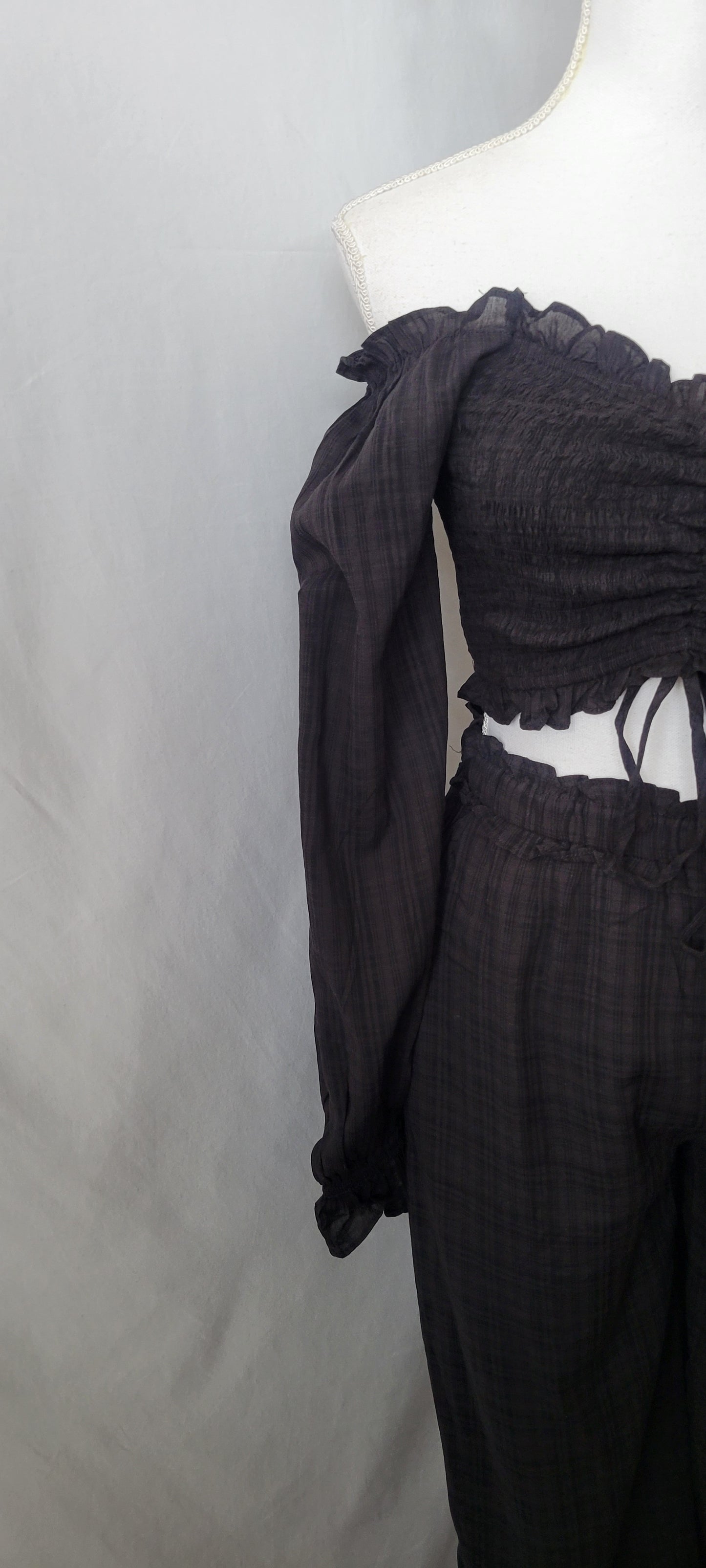 Woven Top and Pant Set BLACK