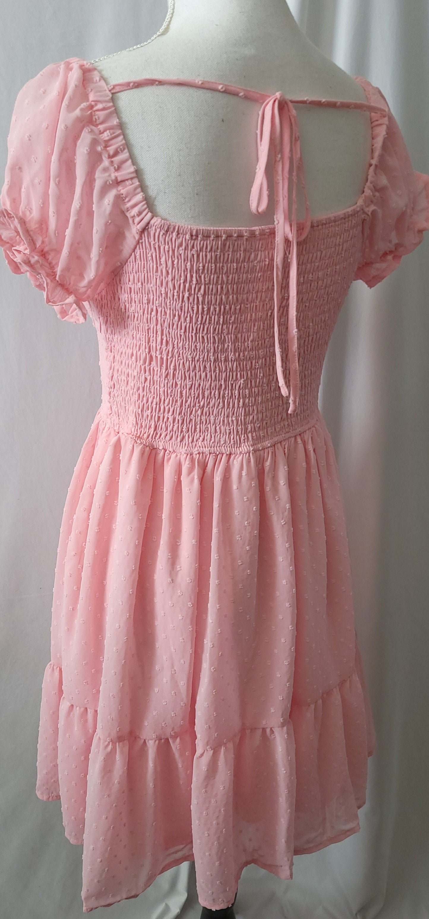 Sweetheart Neckline Mini Dress Pink