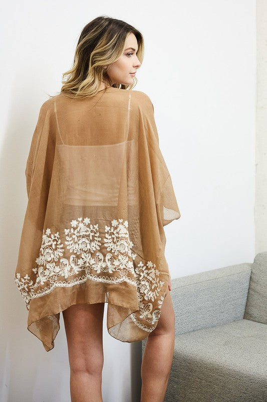 Floral Embroidered Stitch Kimono
