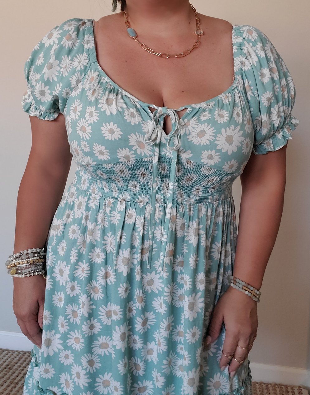 Smocked Floral Sweetheart MINI DRESS