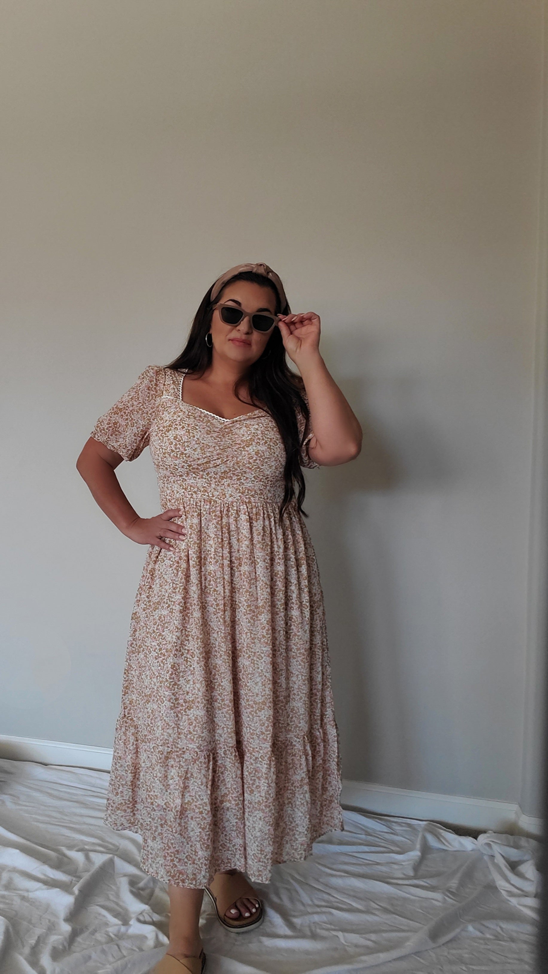 Ruched Bust Fitted Bodice Lace Trim Midi Dress Ruched Bust Fitted Bodice Lace Trim Midi Dress